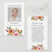 Floral Memorial Photo Funeral Prayer Card 名刺 (正面/裏面)
