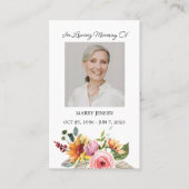 Floral Memorial Photo Funeral Prayer Card 名刺 (正面)