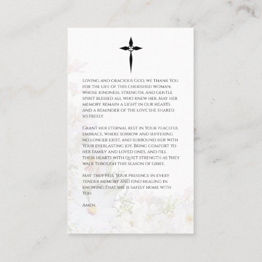 Floral Memorial Prayer Cards 名刺 (裏面)