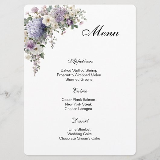 Floral Menu Card メニュー (正面)