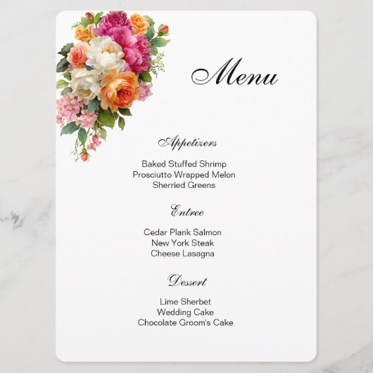 Floral Menu Card メニュー (正面)