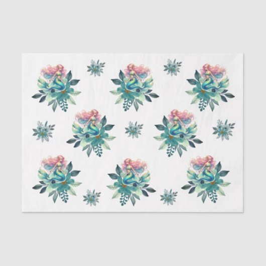 Floral Mermaid Decoupage For Shells 薄葉紙 (正面)