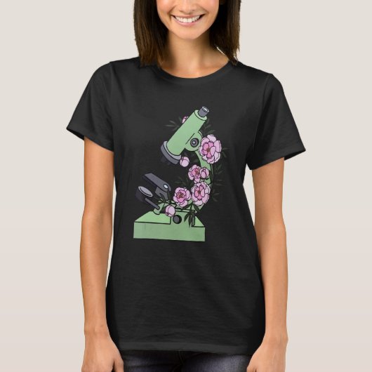 Floral Microscope Medical Laboratory Biology Micro Tシャツ (正面)