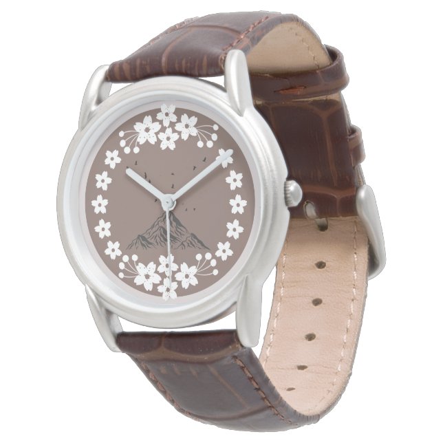 Floral Minimal Watch | Elegant Neutral Wrist Watch 腕時計 (アングル)