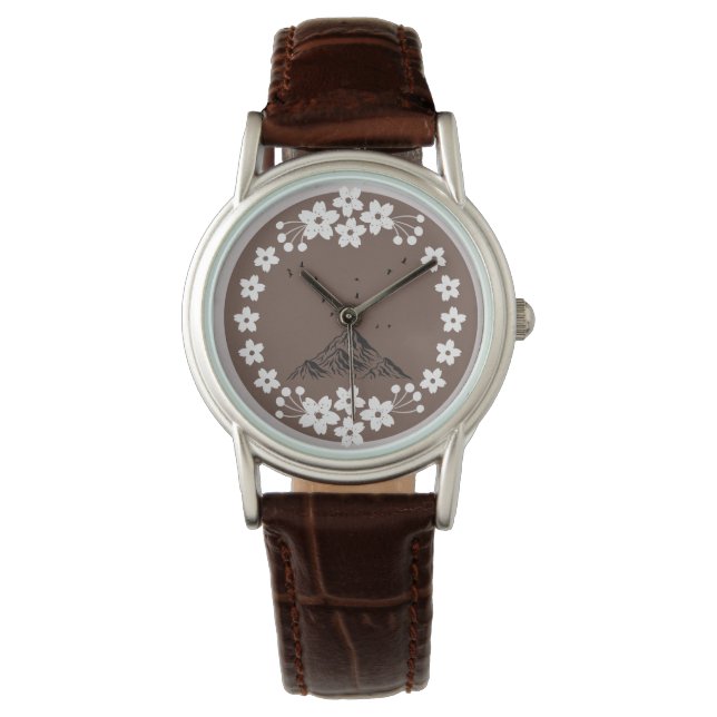 Floral Minimal Watch | Elegant Neutral Wrist Watch 腕時計 (正面)