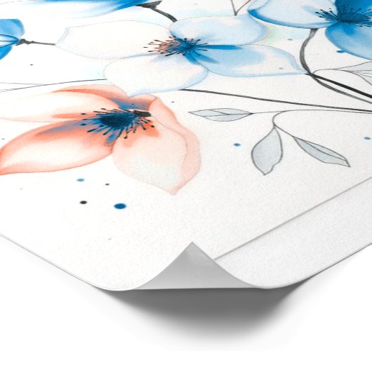 Floral Minimalist Abstract Line Art Poster ポスター (角)