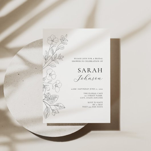 Floral Minimalist Bridal Shower Invitation 招待状