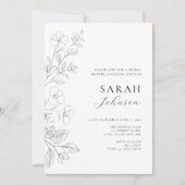 Floral Minimalist Bridal Shower Invitation 招待状 (正面)