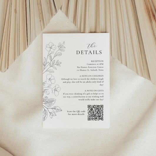 Floral Minimalist Wedding Details Enclosure Card  エンクロージャーカード
