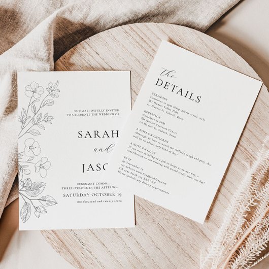 Floral Minimalist Wedding Invitation  招待状