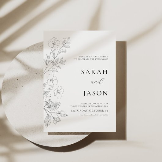 Floral Minimalist Wedding Invitation  招待状