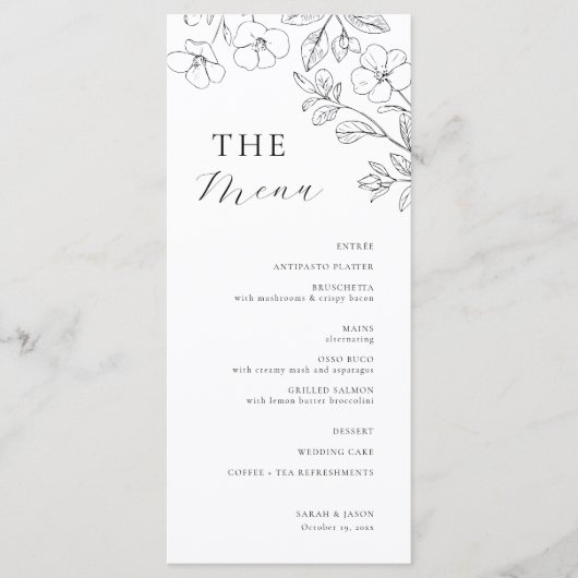 Floral Minimalist Wedding Menu メニュー (正面)