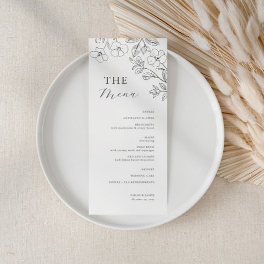 Floral Minimalist Wedding Menu メニュー