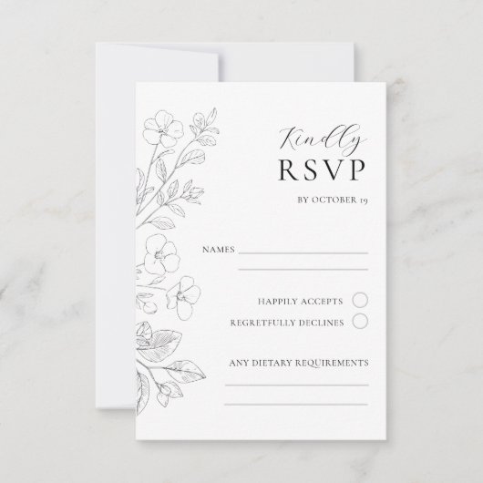 Floral Minimalist Wedding RSVP Enclosure Card  (正面)