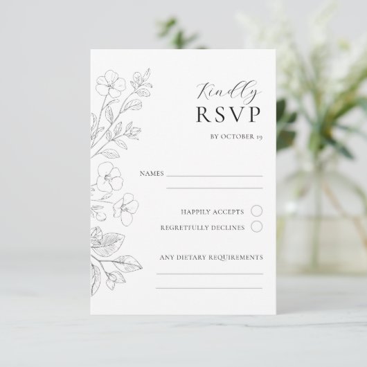 Floral Minimalist Wedding RSVP Enclosure Card  (スタンド正面)