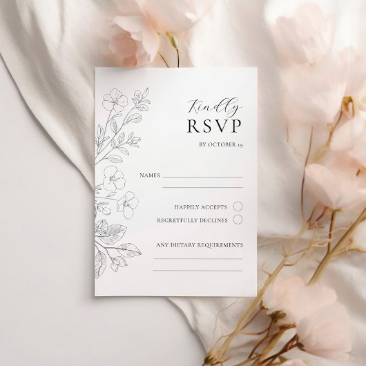Floral Minimalist Wedding RSVP Enclosure Card 