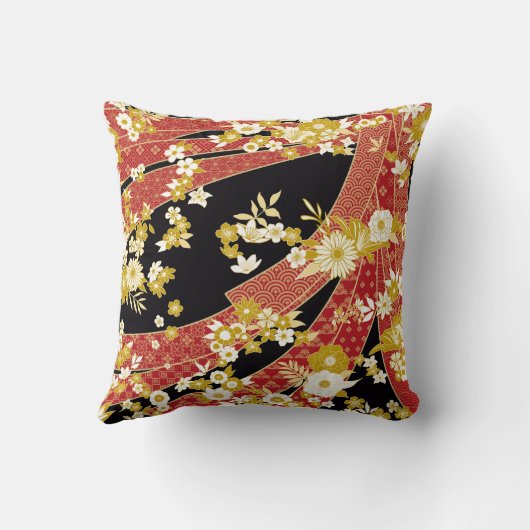 Floral Mix Kimono Pattern クッション (裏面)