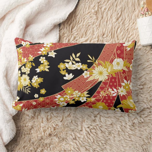 Floral Mix Kimono Pattern ランバークッション (ブランケット)