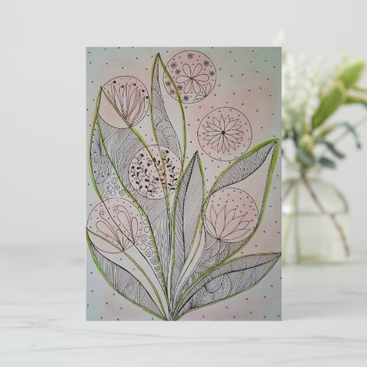 Floral Mixed Media Design Flat Card (スタンド正面)