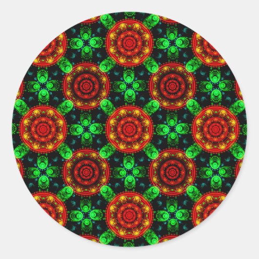 Floral Modern Boho Elegant Abstract Pattern #504 ラウンドシール (正面)