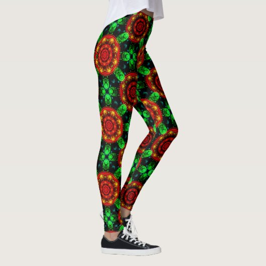 Floral Modern Boho Elegant Abstract Pattern #504 レギンス (右)