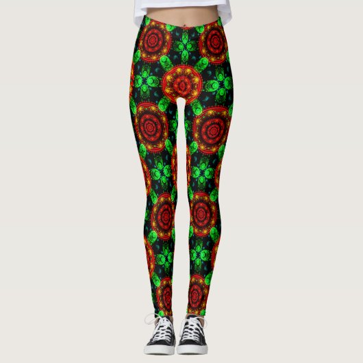 Floral Modern Boho Elegant Abstract Pattern #504 レギンス (正面)