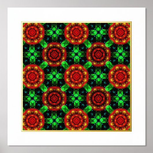 Floral Modern Boho Elegant Abstract Pattern #504 箔ポスター (正面)