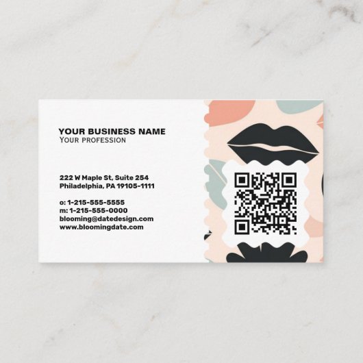 Floral Modern Business Card – Qr code  名刺 (裏面)