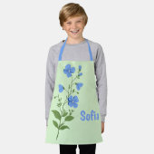 Floral modern daisy blue girly elegant stylish  エプロン (着用した状態)