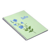 Floral modern daisy blue girly elegant stylish ノートブック (右側)