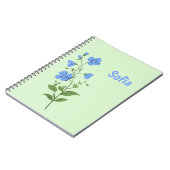 Floral modern daisy blue girly elegant stylish ノートブック (左側)