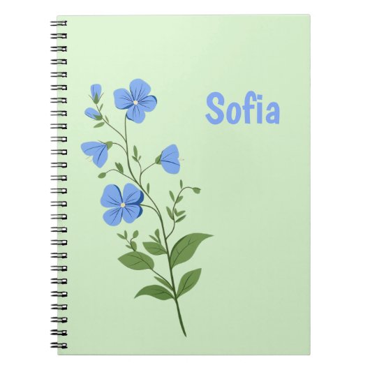 Floral modern daisy blue girly elegant stylish ノートブック (正面)