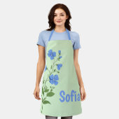 Floral modern daisy blue girly elegant stylish can エプロン (着用した状態)
