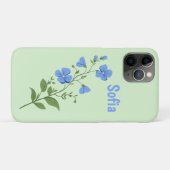 Floral modern daisy blue girly elegant stylish Case-Mate iPhoneケース (裏面(横))