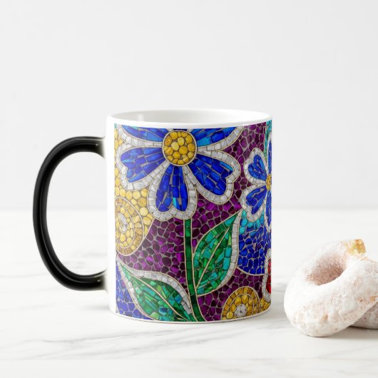 floral modern mosaic pattern ceramic mug モーフィングマグカップ (ドーナツ)