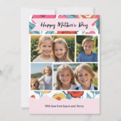 Floral Modern Mother’s Day Custom Photo Collage シーズンカード (正面)