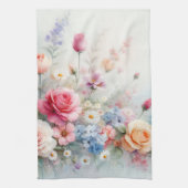 Floral Modern Trendy Stylish Watercolor Flowers キッチンタオル (縦)