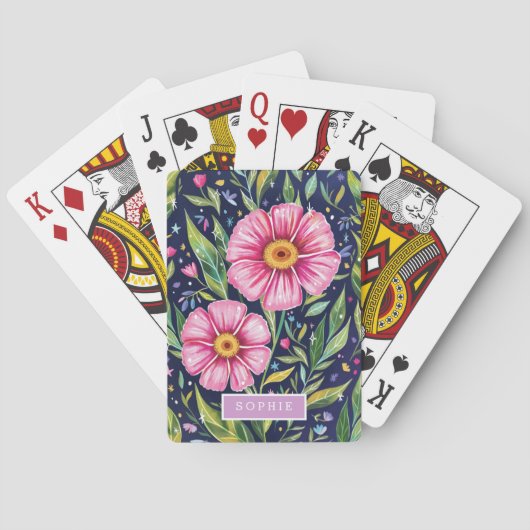 Floral Modern Wildflowers Girly Elegant Stylish トランプ (裏面)