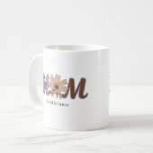 Floral MOM Custom Name Elegant Lettering Design コーヒーマグカップ (正面左)
