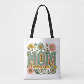 Floral MOM Retro Typography – Mother's Day Shirt トートバッグ