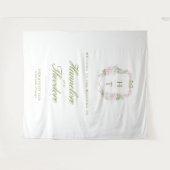 Floral Monogram Crest Wedding Backdrop Tapestry タペストリー (正面(横))