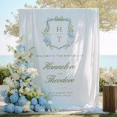 Floral Monogram Crest Wedding Backdrop Tapestry タペストリー