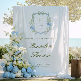 Floral Monogram Crest Wedding Backdrop Tapestry タペストリー