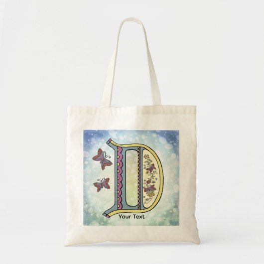 floral Monogram D  トートバッグ (正面)