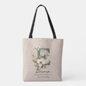 Floral Monogram E – Elegant Botanical Letter Art トートバッグ (裏面)