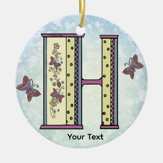 floral Monogram H  セラミックオーナメント (正面)