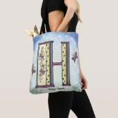 floral Monogram H  トートバッグ (クローズアップ)