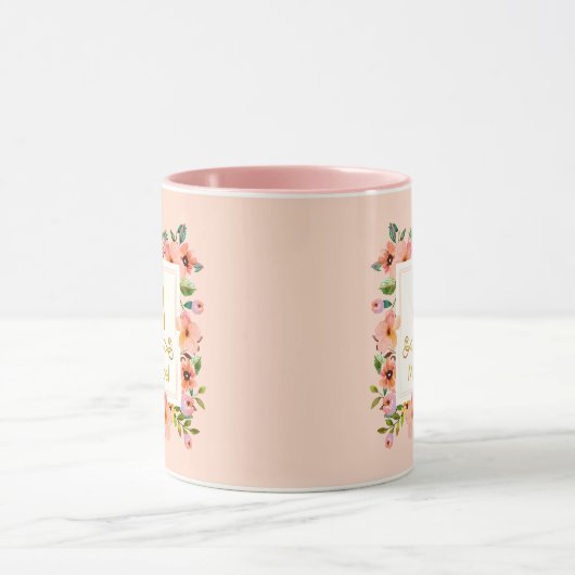 Floral Monogram I Custom Name & Gold Initial Gift マグカップ (中央)