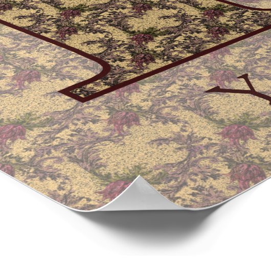 Floral Monogram Initial F Personalized ポスター (角)