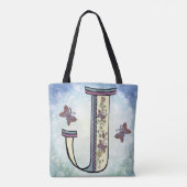 floral Monogram J  トートバッグ (裏面)